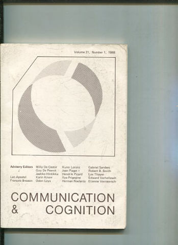 COMMUNICATION & COGNITION. VOLUME 21, NUMBER 1.