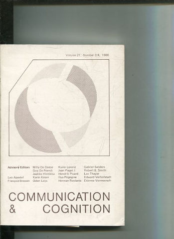 COMMUNICATION & COGNITION. VOLUME 21, NUMBER 3/4.