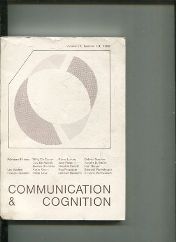 COMMUNICATION & COGNITION. VOLUME 21, NUMBER 3/4.