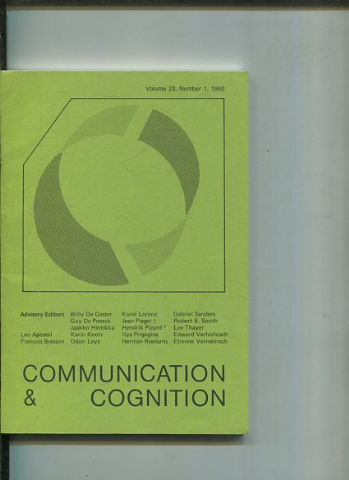 COMMUNICATION & COGNITION. VOLUME 23, NUMBER 1.