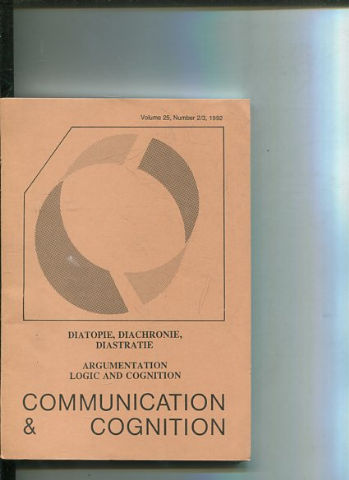 COMMUNICATION & COGNITION. VOLUME 25, NUMBER 2/3. DIATOPIE, DIACHRONIE, DIASTRATIE.