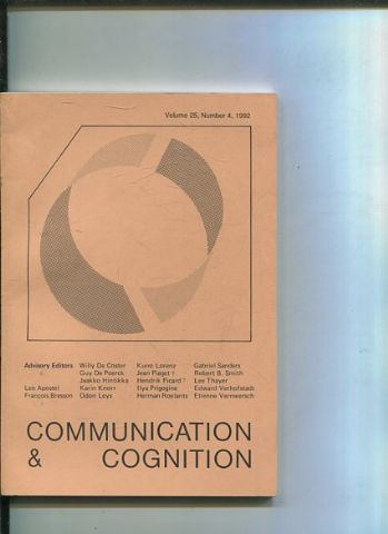 COMMUNICATION & COGNITION. VOLUME 25, NUMBER 4.