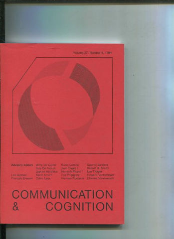 COMMUNICATION & COGNITION. VOLUME 27, NUMBER 4.