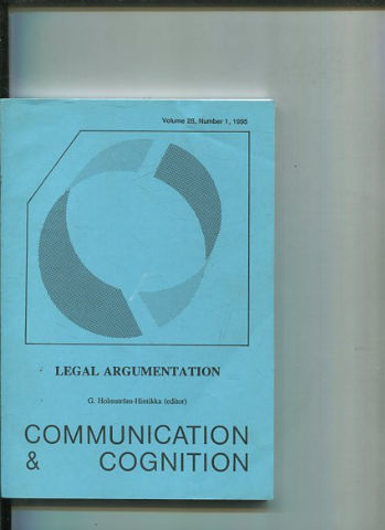 COMMUNICATION & COGNITION. VOLUME 28, NUMBER 1. LEGAL ARGUMENTATION.