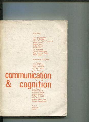 COMMUNICATION & COGNITION. VOLUME 7, NUMBER 1.