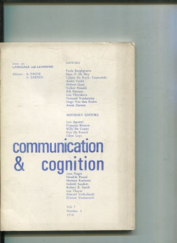 COMMUNICATION & COGNITION. VOLUME 7, NUMBER 2.