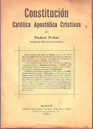 CONSTITUCION CATOLICA APOSTOLICA CRISTIANA.