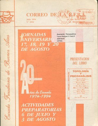 CORREO DE LA E.F.B.A. JORNADAS ANIVERSARIO 17, 18, 19 y 20 DE AGOSTO. ACTIVIDADES PREPARATORIAS 6 DE JULIO Y 3 DE AGOSTO.