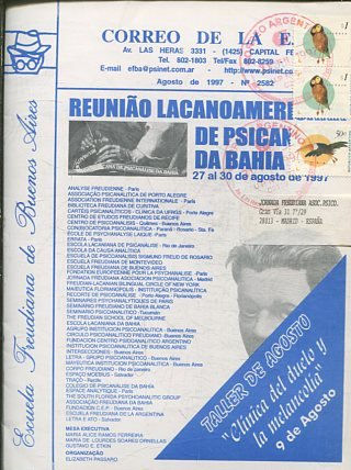 CORREO DE LA E.F.B.A. REUNIAO LACANOAMERICANA DE PSICANALISE DE  DA BAHIA. TALLER DE AGOSTO: CLINICA DEL DUELO Y LA MELANCOLIA.