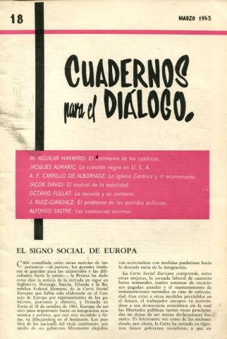 CUADERNO PARA EL DIALOGO. Nº 18. MARZO 1965.