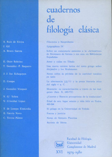 CUADERNOS DE FILOLOGIA CLASICA TOMO XVI.