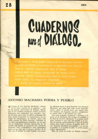 CUADERNOS PARA EL DIALOGO. Nº 28. 1966.