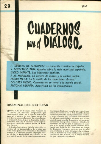 CUADERNOS PARA EL DIALOGO. Nº 29. 1966.