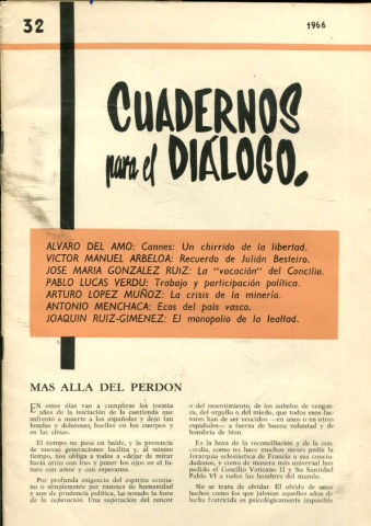 CUADERNOS PARA EL DIALOGO. Nº 32. 1966.