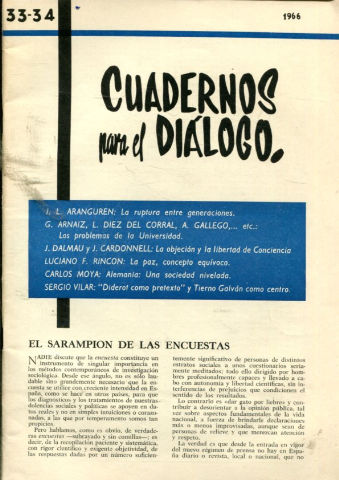 CUADERNOS PARA EL DIALOGO. Nº 33-34. 1966.