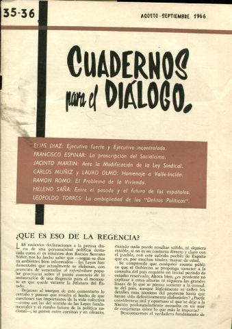 CUADERNOS PARA EL DIALOGO. Nº 35-36. 1966.