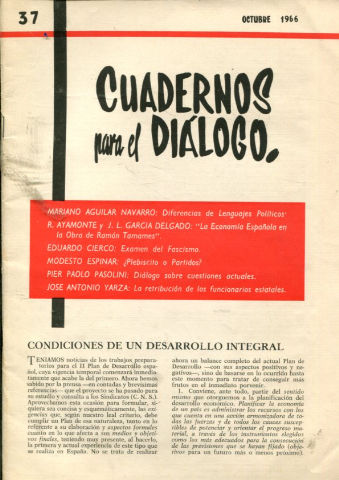 CUADERNOS PARA EL DIALOGO. Nº 37. 1966.