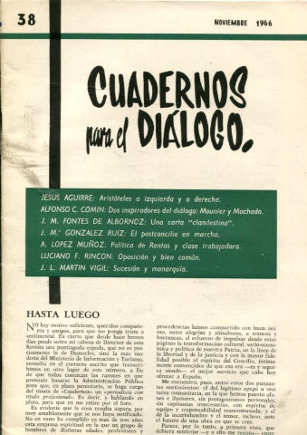 CUADERNOS PARA EL DIALOGO. Nº 38. 1966.