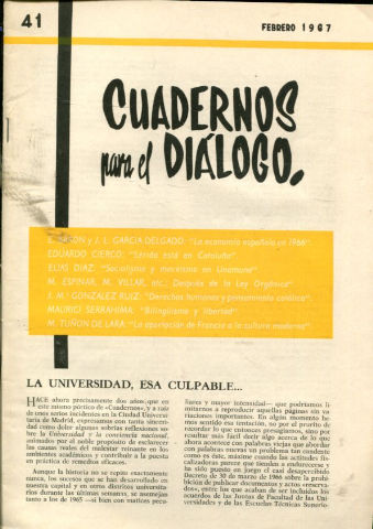 CUADERNOS PARA EL DIALOGO. Nº 41. 1967.