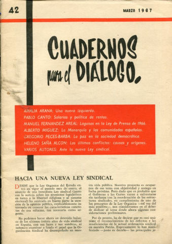 CUADERNOS PARA EL DIALOGO. Nº 42. 1967.