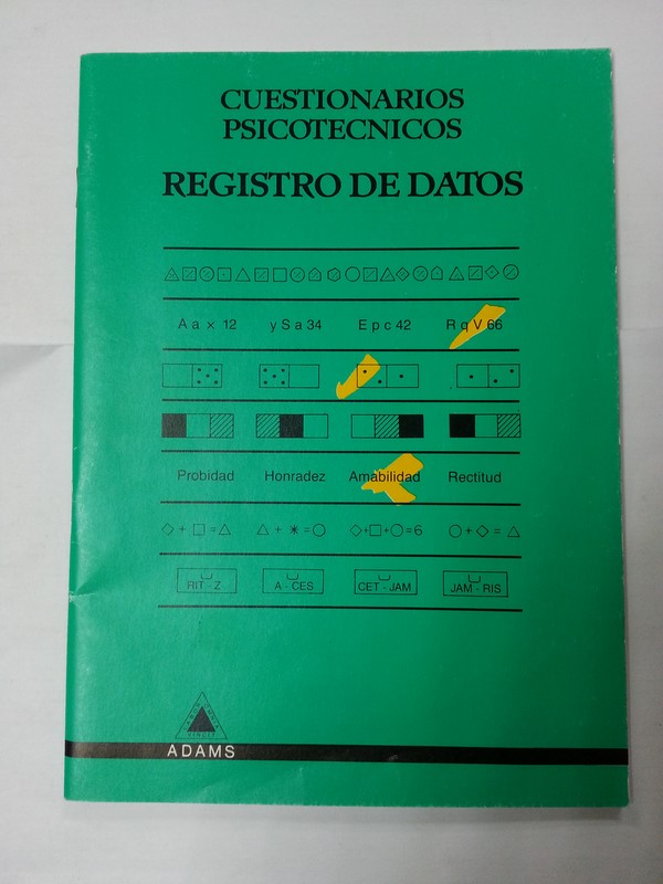 Cuestionarios psicotecnicos. Registro de datos