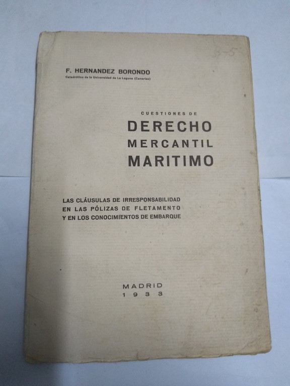 Cuestiones de Derecho Mercantil Marítimo