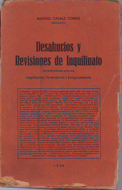 DESAHUCIOS  E INQUILINATO. LEGISLACION, FORMULARIOS Y JURISPRUDENCIA.