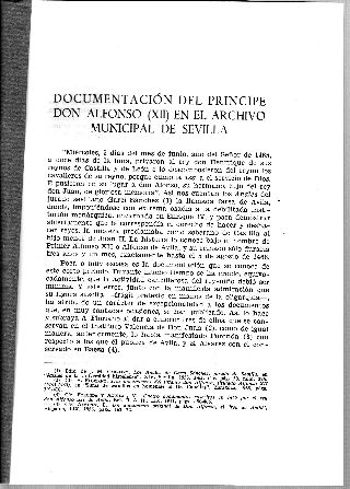 DOCUMENTACION DEL PRINCIPE DON ALFONSO XII EN EL ARCHIVO MUNICIPAL DE SEVILLA.