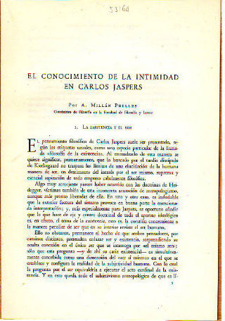 EL CONOCIMIENTO DE LA INTIMIDAD EN CARLOS JASPERS.