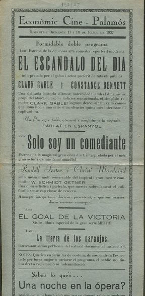 EL ESCANDALO DEL DIA/ SOLO SOY UN COMEDIANTE/ EL GIAL DE LA VICTORIA/ LA TIERRA DE LOS NARANJOS.