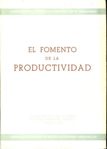 EL FOMENTO DE LA PRODUCTIVIDAD.