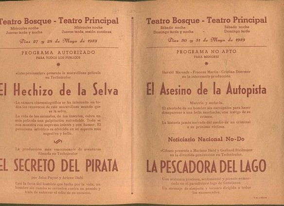 EL HECHIZO DE LA SELVA/ NO-DO / EL SECRETO DEL PIRATA. EL ASESINO DE LA AUTOPISTA / NO-DO/ LA PESCADORA DEL LAGO.