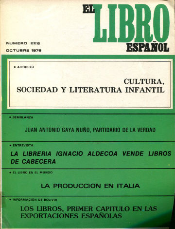 EL LIBRO ESPAÑOL Nº 226. REVISTA MENSUAL DEL INSTITUTO NACIONAL DEL LIBRO ESPAÑOL.