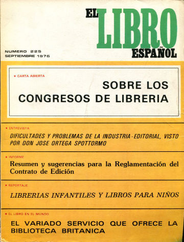 EL LIBRO ESPAÑOL Nº 227. REVISTA MENSUAL DEL INSTITUTO NACIONAL DEL LIBRO ESPAÑOL.