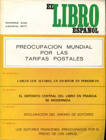 EL LIBRO ESPAÑOL Nº 236. REVISTA MENSUAL DEL INSTITUTO NACIONAL DEL LIBRO ESPAÑOL.