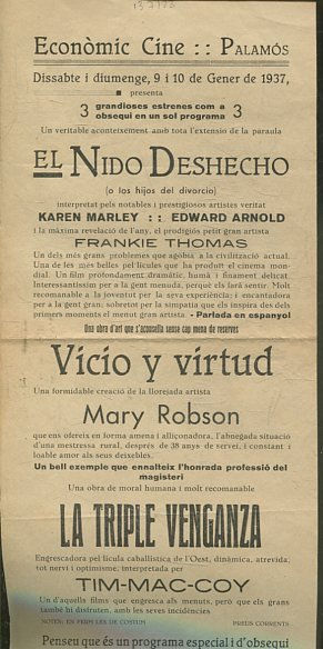 EL NIDO DESHECHO/ VICIO Y VIRTUD/ LA TRIPLE VENGANZA /