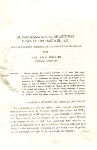 EL PANORAMA SOCIAL DE ASTURIAS DESDE EL 1585 HASTA EL 1622 (DOS DOCUMENTOS INEDITOS DE LA BIBLIOTECA NACIONAL).