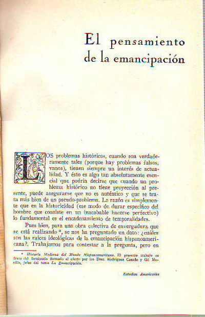 EL PENSAMIENTO DE LA EMANCIPACION.