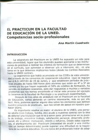 EL PRACTICUM EN LA FACULTAD DE LA UNED. COMPETENCIAS SOCIO-PROFESIONALES.