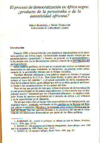 EL PROCESO DE DEMOCRATIZACION EN AFRICA NEGRA: ¿PRODUCTO DE LA PERESTROIKA O DE LA AUTENTICIDAD AFRICANA?