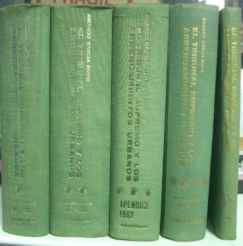 EL TRIBUNAL SUPREMO Y LOS ARRENDAMIENTOS URBANOS. LEY, CONCORDANCIAS Y NOTAS SENTENCIAS DESDE EL AÑO 1946 AL 1 DE ENERO DE 1962. APENDICE 1962. JURISPRUDENCIA 1963-1964. JURISPRUDENCIA 1965. (5 TOMOS).