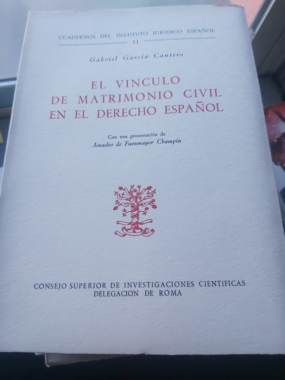 EL VÍNCULO DEL MATRIMONIO CIVIL EN EL DERECHO ESPAÑOL.