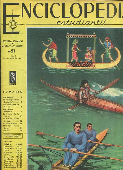 ENCICLOPEDIA ESTUDIANTIL Publicacion Semanal Aparece Los Martes nº 51. AÑO 1 24 DE ABRIL DE 1962.