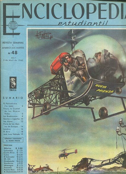 ENCICLOPEDIA ESTUDIANTIL Publicacion Semanal Aparece Los Martes nº 48 AÑO 1 3 DE ABRIL DE 1962.