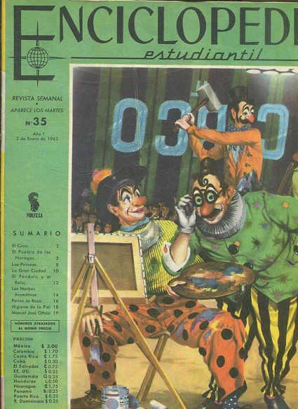 ENCICLOPEDIA ESTUDIANTIL Publicacion Semanal Aparece Los Martes nº 35.AÑO 1 2 DE ENERO DE 1962.