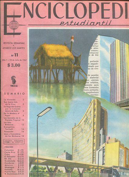 ENCICLOPEDIA ESTUDIANTIL Publicacion Semanal Aparece Los Martes nº 11. AÑO 1-8 DE JULIO DE 1961.