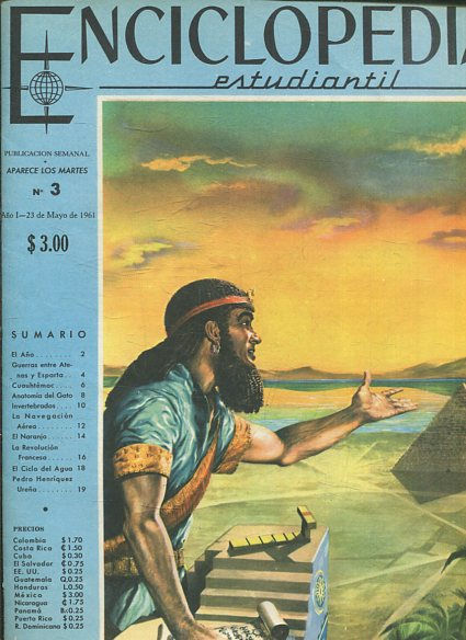 ENCICLOPEDIA ESTUDIANTIL Publicacion Semanal Aparece Los Martes nº 3. AÑO 1-23 DE MAYO DE 1961.