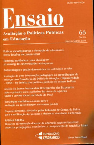 ENSAIO. AVALIAÇAO E POLITICAS PUBLICAS. NUM 66.