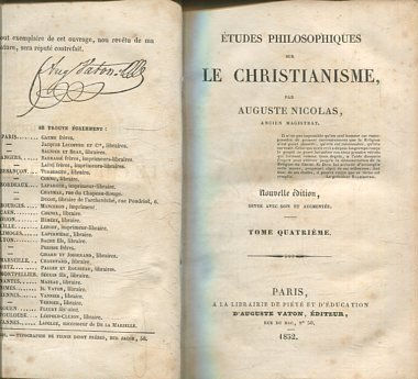 ETUDES PHILOSOPHIQUES SUR LE CHRISTIANISME. TOME QUATRIEME.