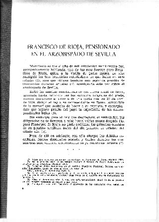 FRANCISCO DE RIOJA, PENSIONADO EN EL ARZOBISPADO DE SEVILLA.